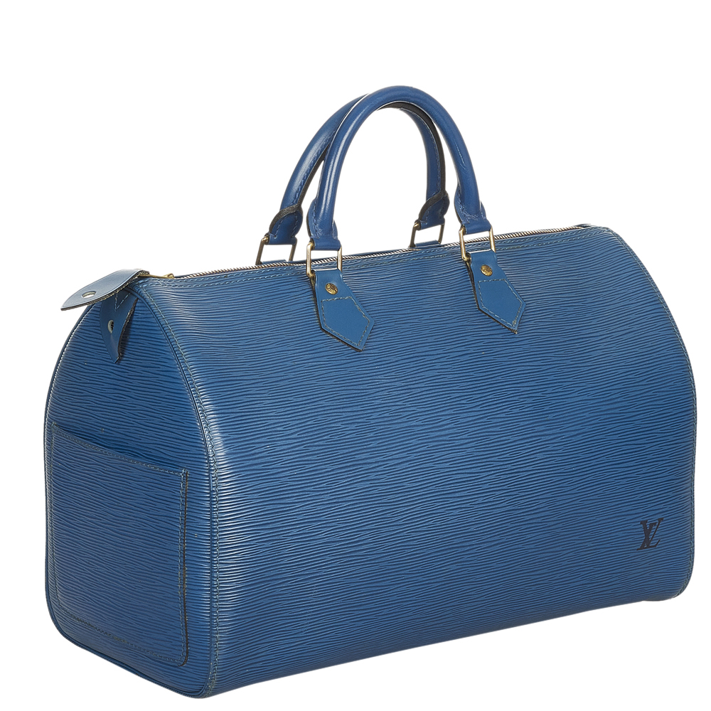 

Louis Vuitton Blue Epi Leather Speedy 35 Top Handle Bag