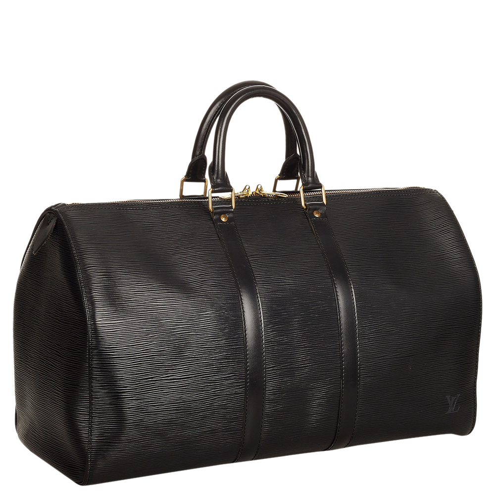 

Louis Vuitton Black Epi Leather Keepall 45 Duffel Bag
