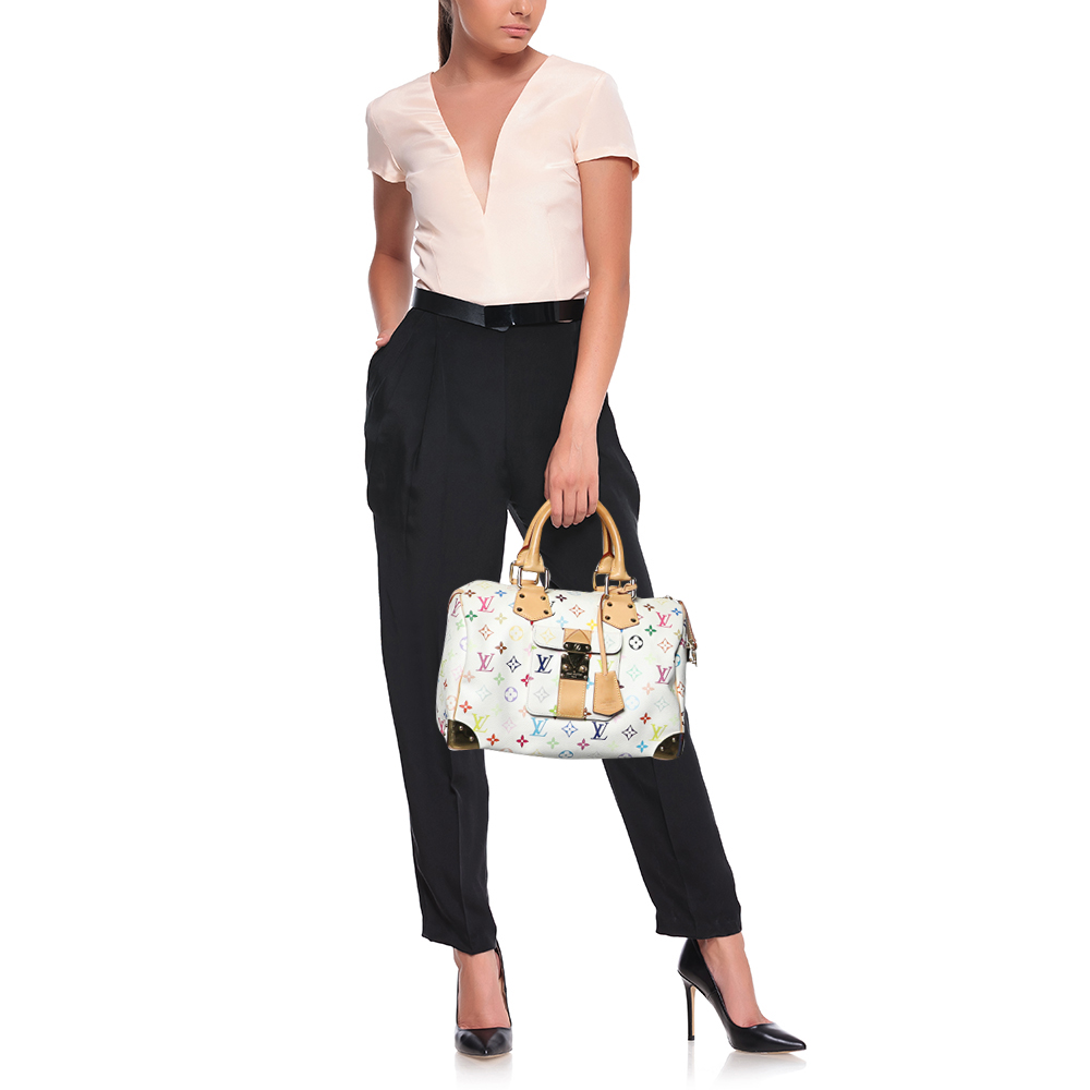 

Louis Vuitton White Monogram Multicolore Canvas Speedy 30 Bag