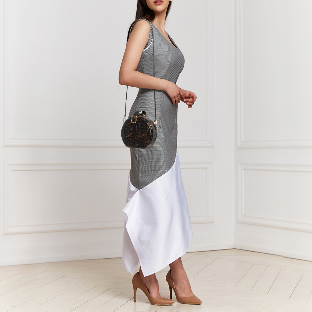 

Louis Vuitton Black/Bronze Crocodile Petite Boite Chapeau Bag