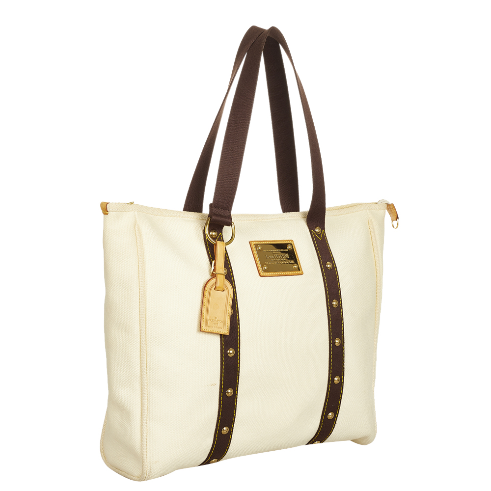 

Louis Vuitton White Canvas Antigua Cabas GM Tote Bag