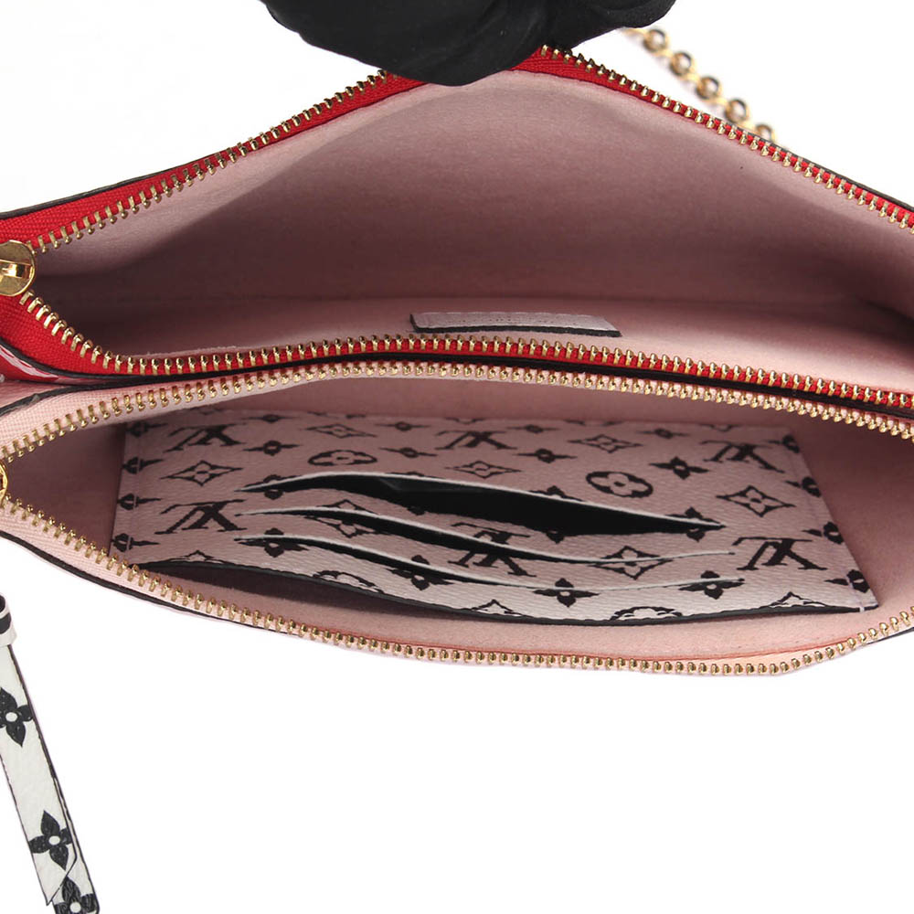 

Louis Vuitton Red Leather Monogram Giant Double Zip Clutch Bag