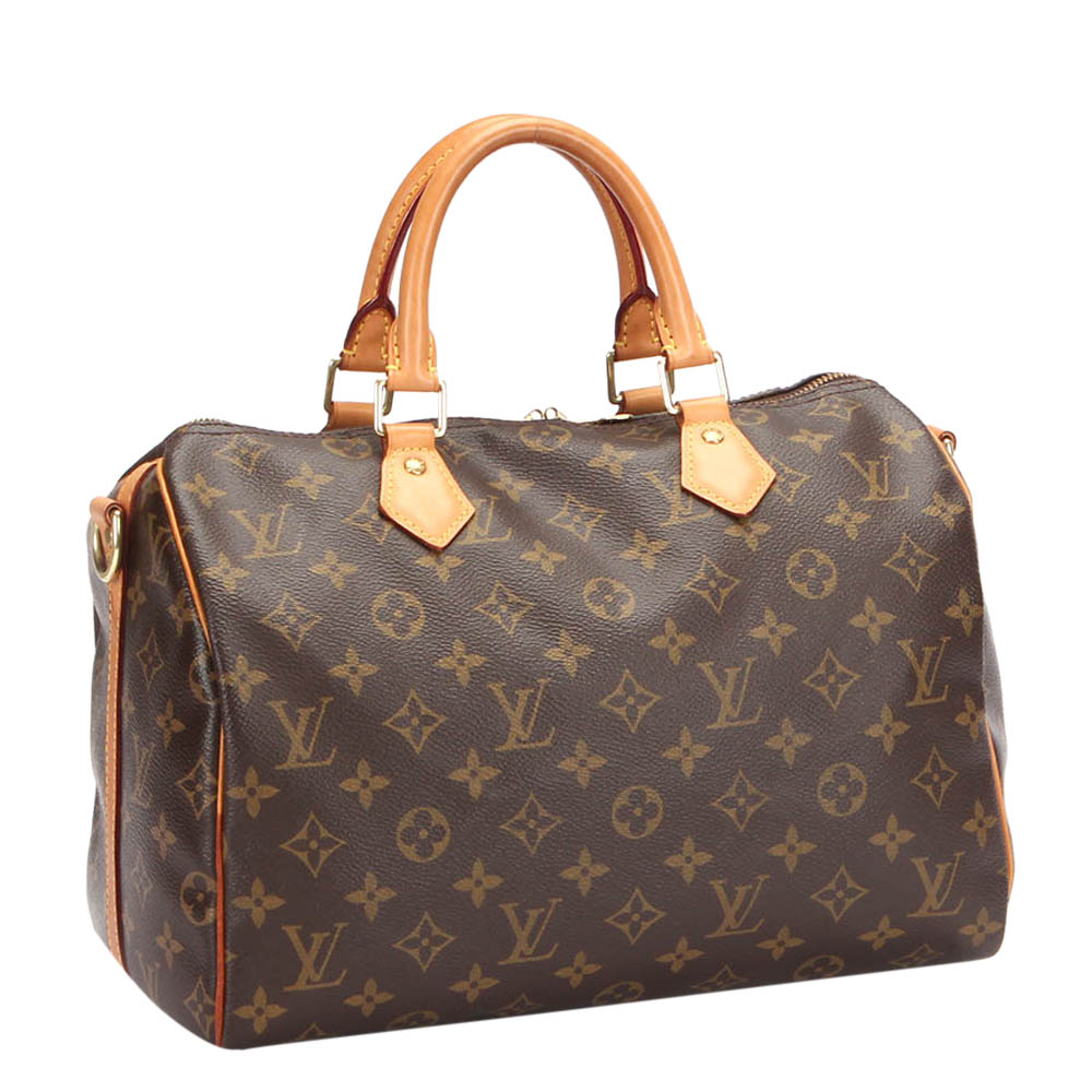 

Louis Vuitton Brown Coated Canvas Leather Speedy Bandouliere 30 Satchel Bag