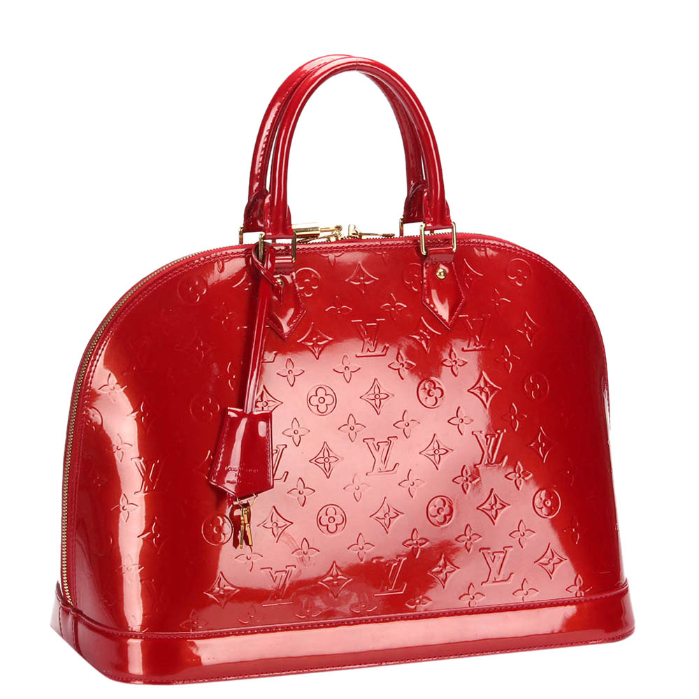

Louis Vuitton Red Vernis Monogram Patent Leather Alma MM Satchel Bag