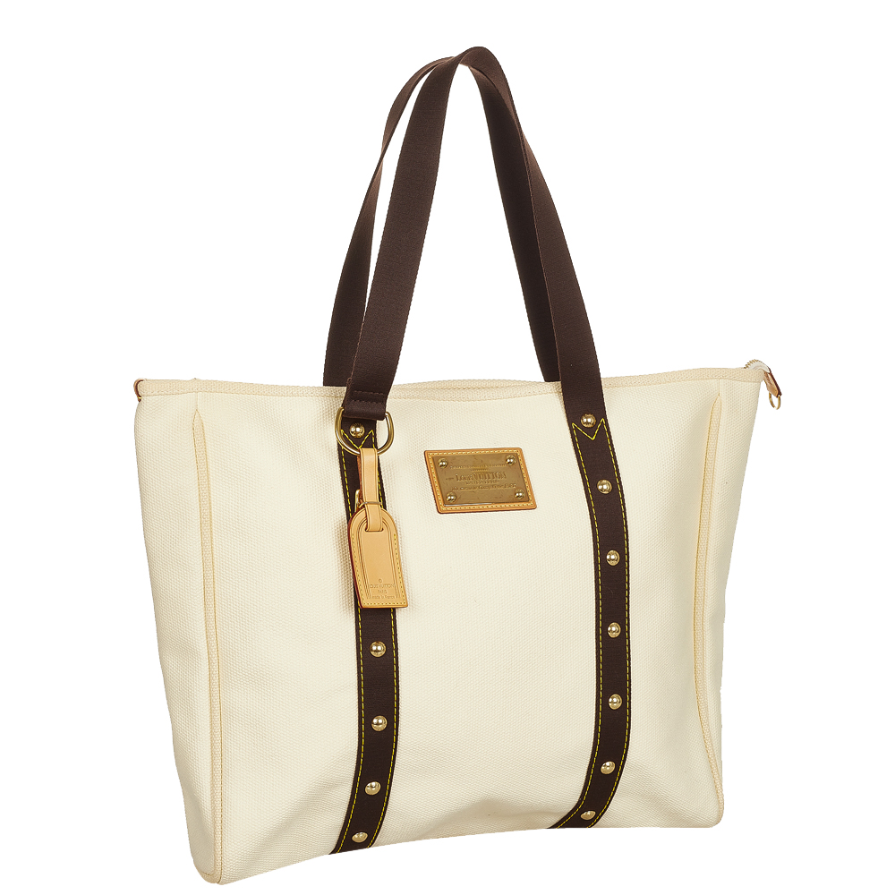 

Louis Vuitton White Canvas Antigua Cabas GM Tote Bag