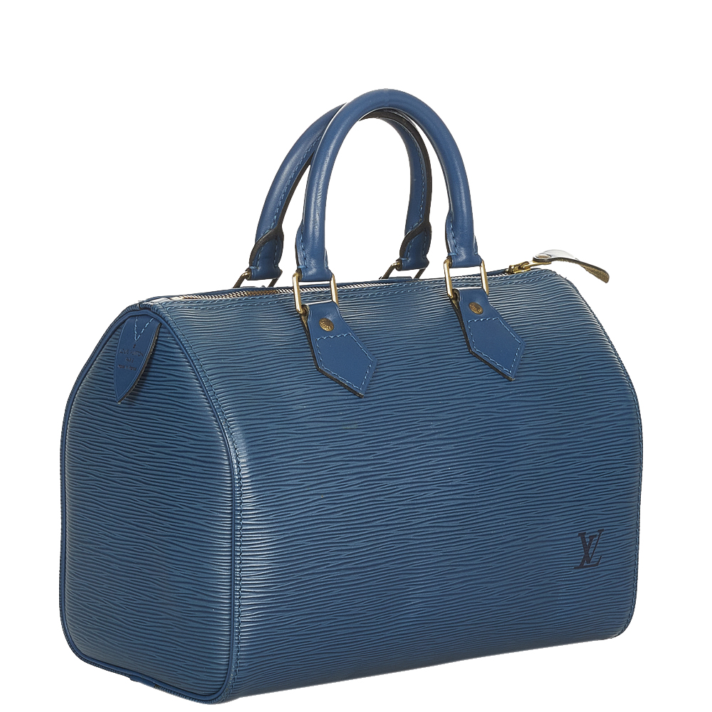 

Louis Vuitton Blue Epi Leather Speedy 25 Satchel Bag