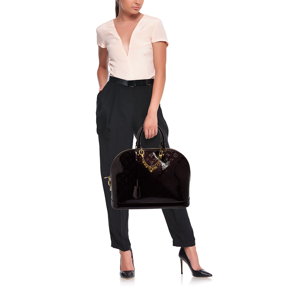 

Louis Vuitton Amarante Monogram Vernis Alma GM Bag, Burgundy