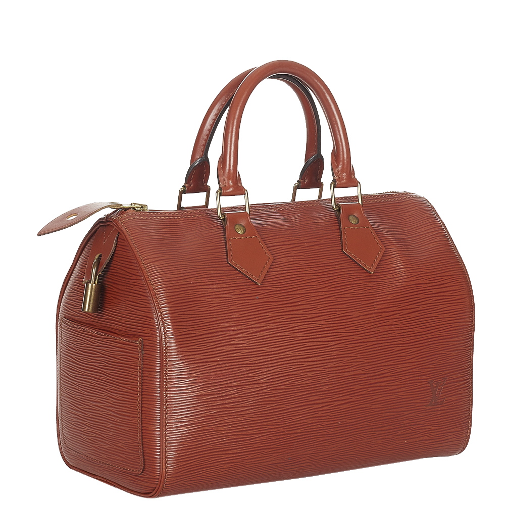 

Louis Vuitton Brown Epi Leather Speedy 25 Satchel Bag