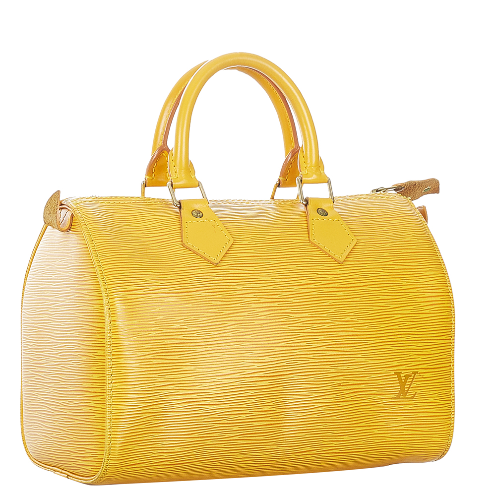 

Louis Vuitton Yellow Epi Leather Speedy 25 Satchel Bag