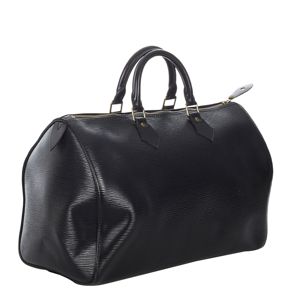 

Louis Vuitton Black Epi Leather Speedy 35 Satchel Bag