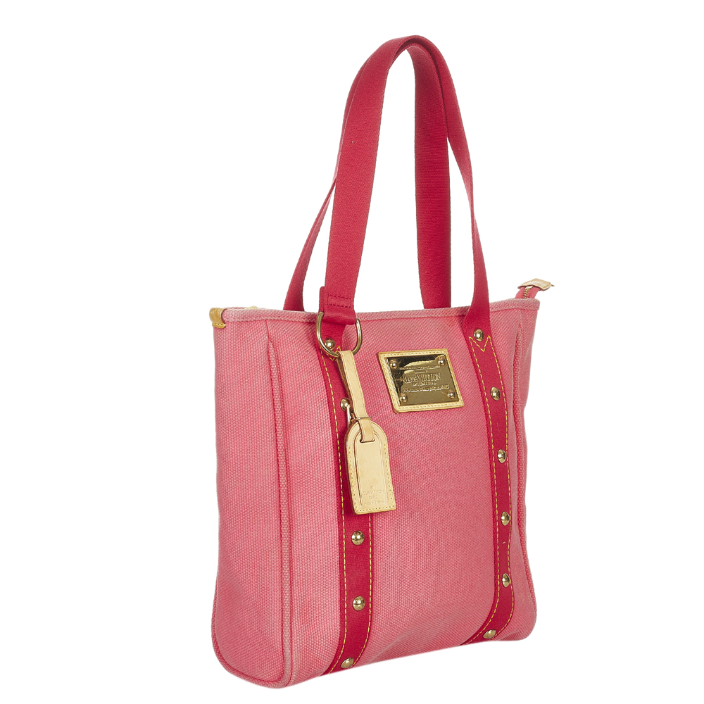 

Louis Vuitton Pink/Red Canvas Antigua Cabas MM Bag