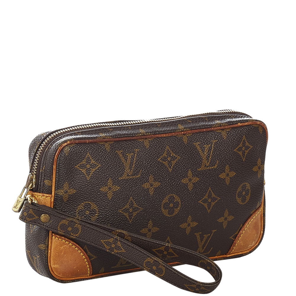 

Louis Vuitton Monogram Canvas Marly Dragonne PM Clutch, Brown