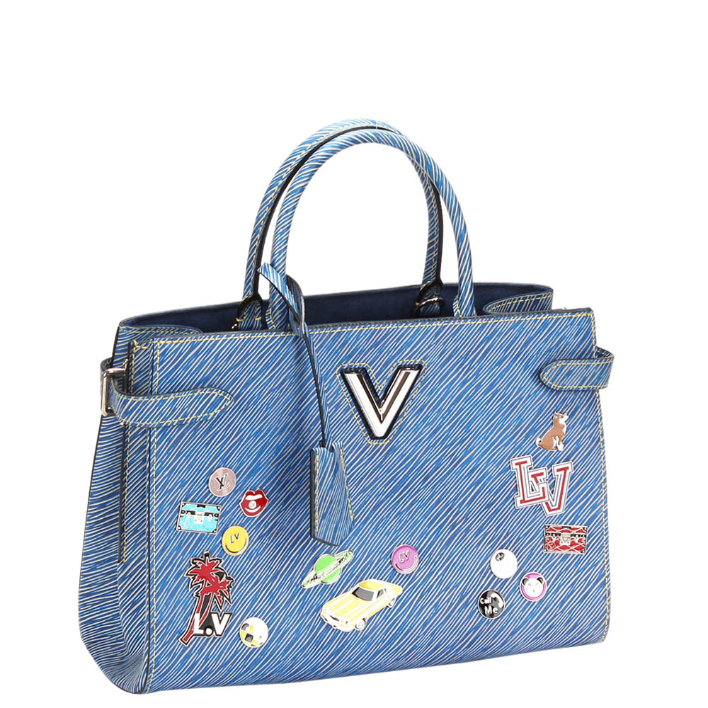 

Louis Vuitton Blue Epi Leather Pins Denim Twist Tote Bag
