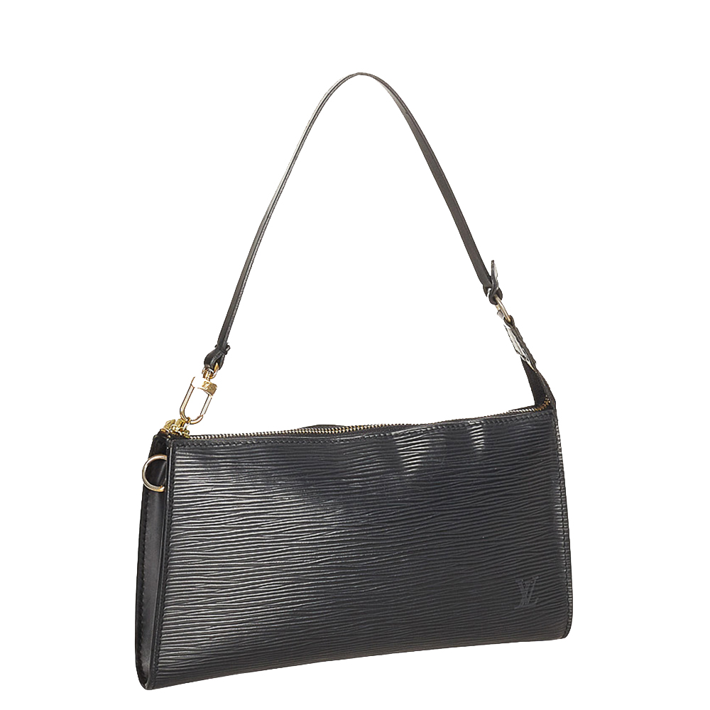 

Louis Vuitton black Epi Leather Pochette Accessoires Bag