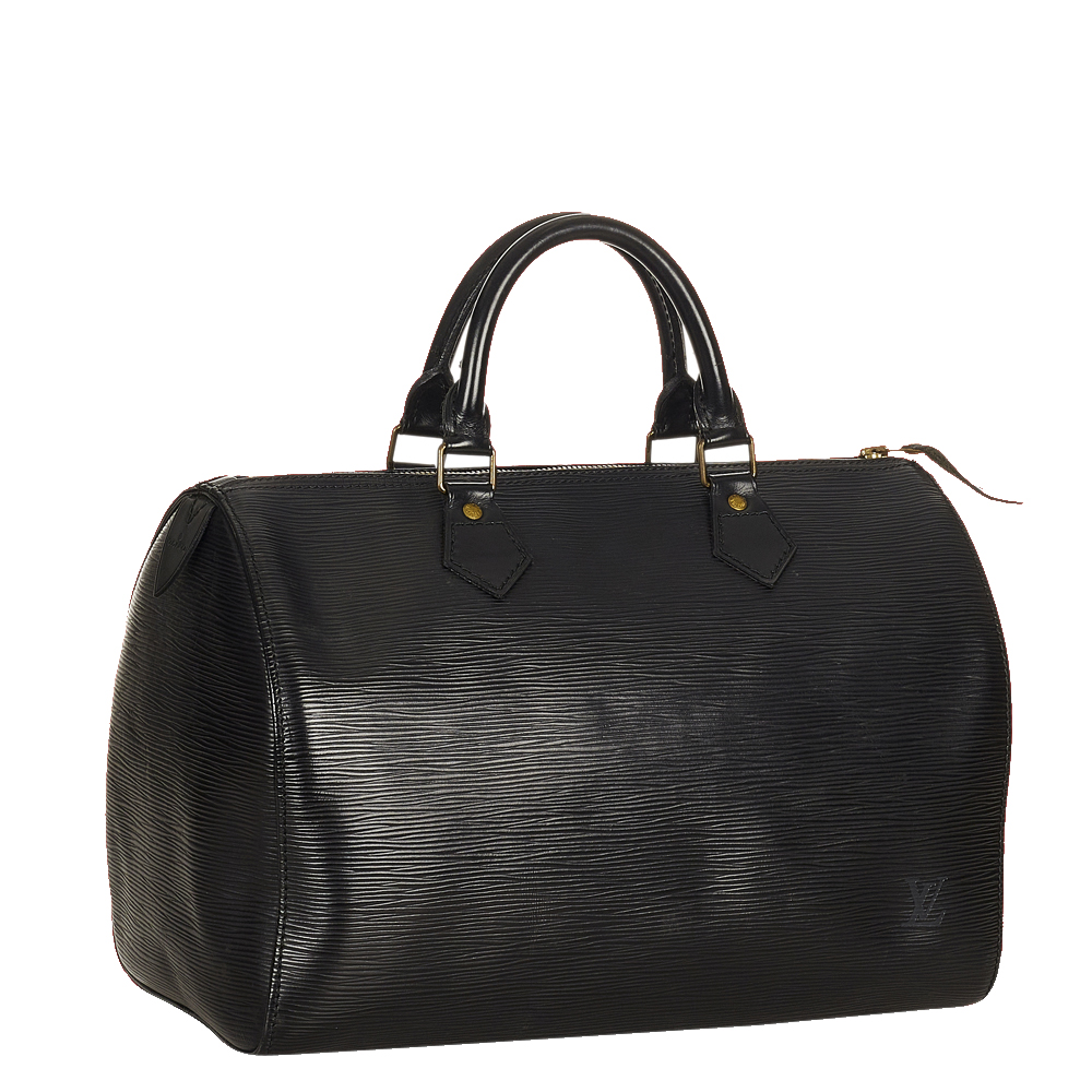 

Louis Vuitton Black Epi Leather Speedy 35 Satchel Bag