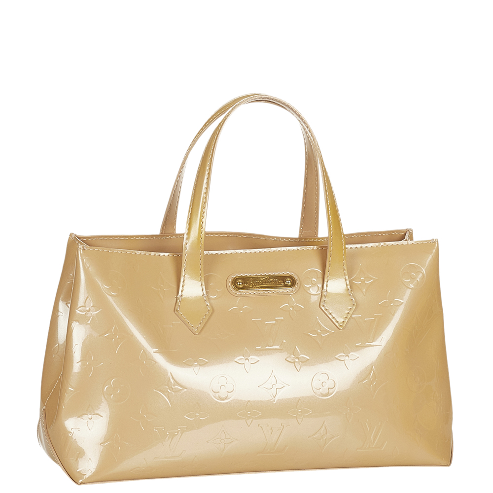 

Louis Vuitton Beige Monogram Vernis Wilshire PM Bag