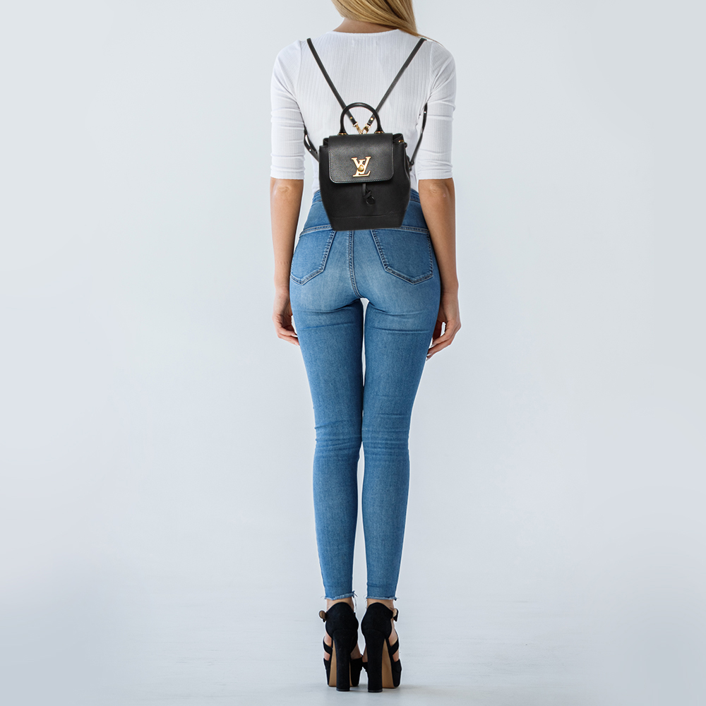 

Louis Vuitton Black Leather Mini Lockme Backpack