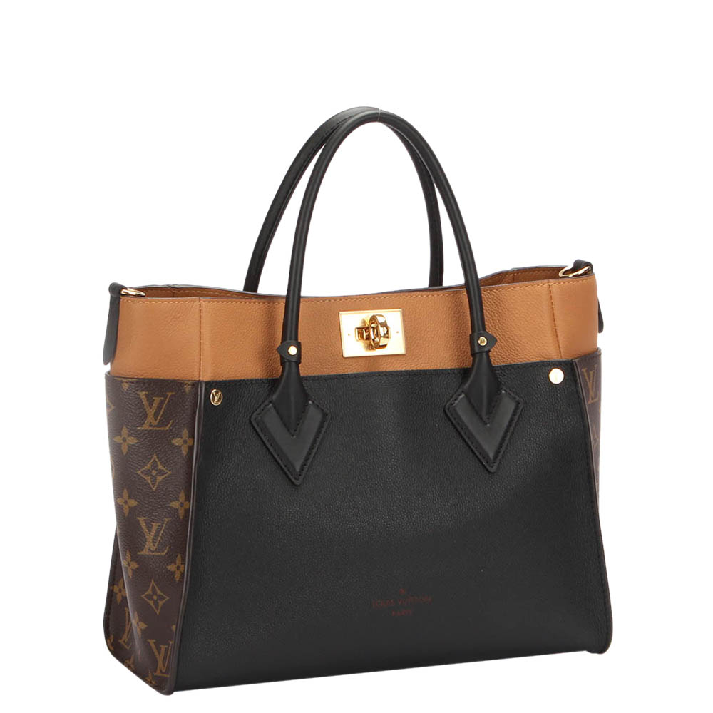 

Louis Vuitton Black Monogram Canvas and Leather On My Side MM Bag, Brown