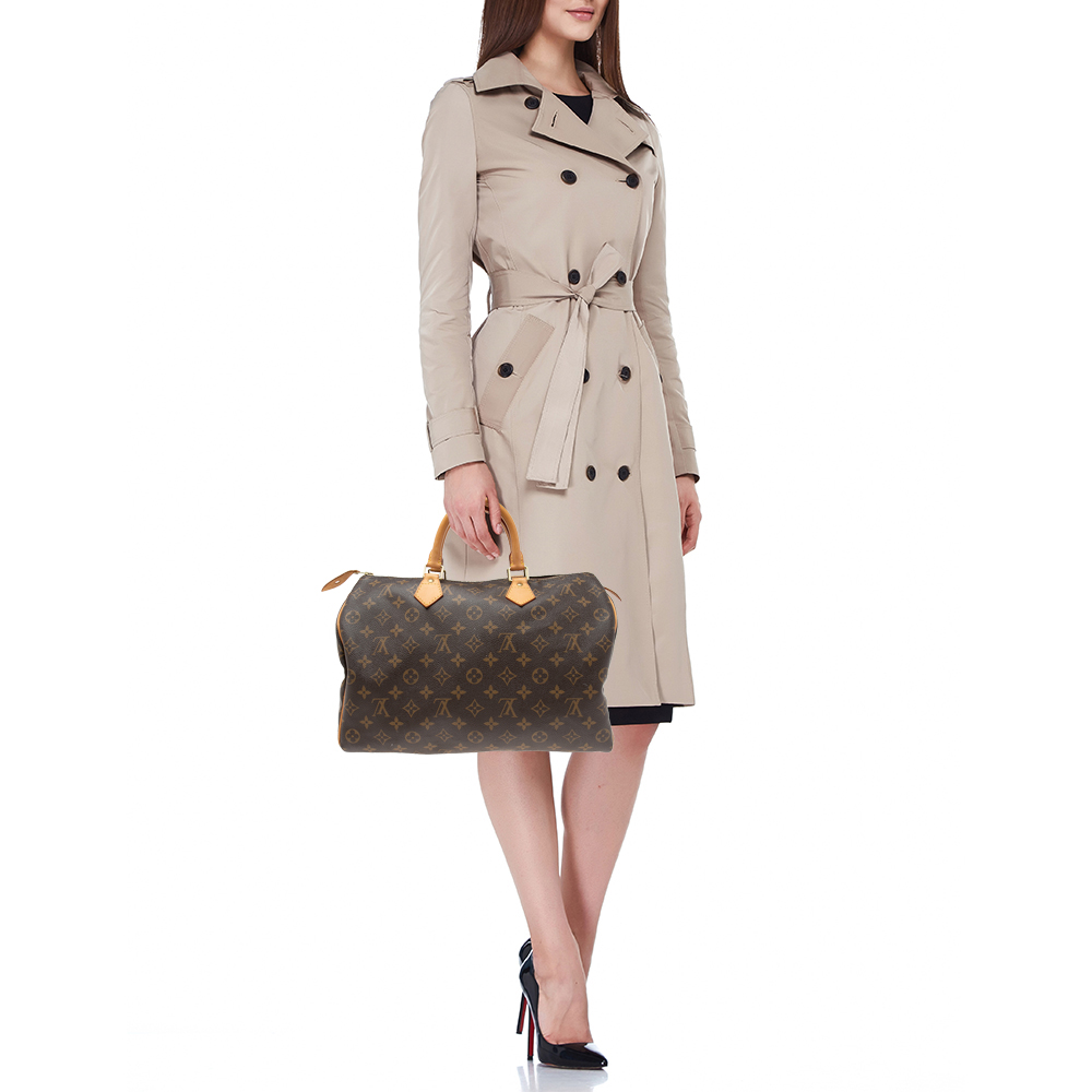 

Louis Vuitton Brown Monogram Coated Canvas And Leather Speedy 35 Bag