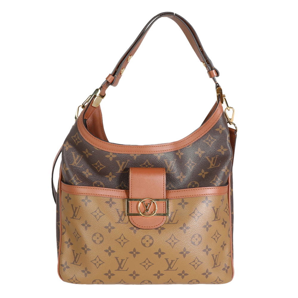 LOUIS VUITTON Dauphine MM Monogram Reverse Canvas Hobo Shoulder Bag Br