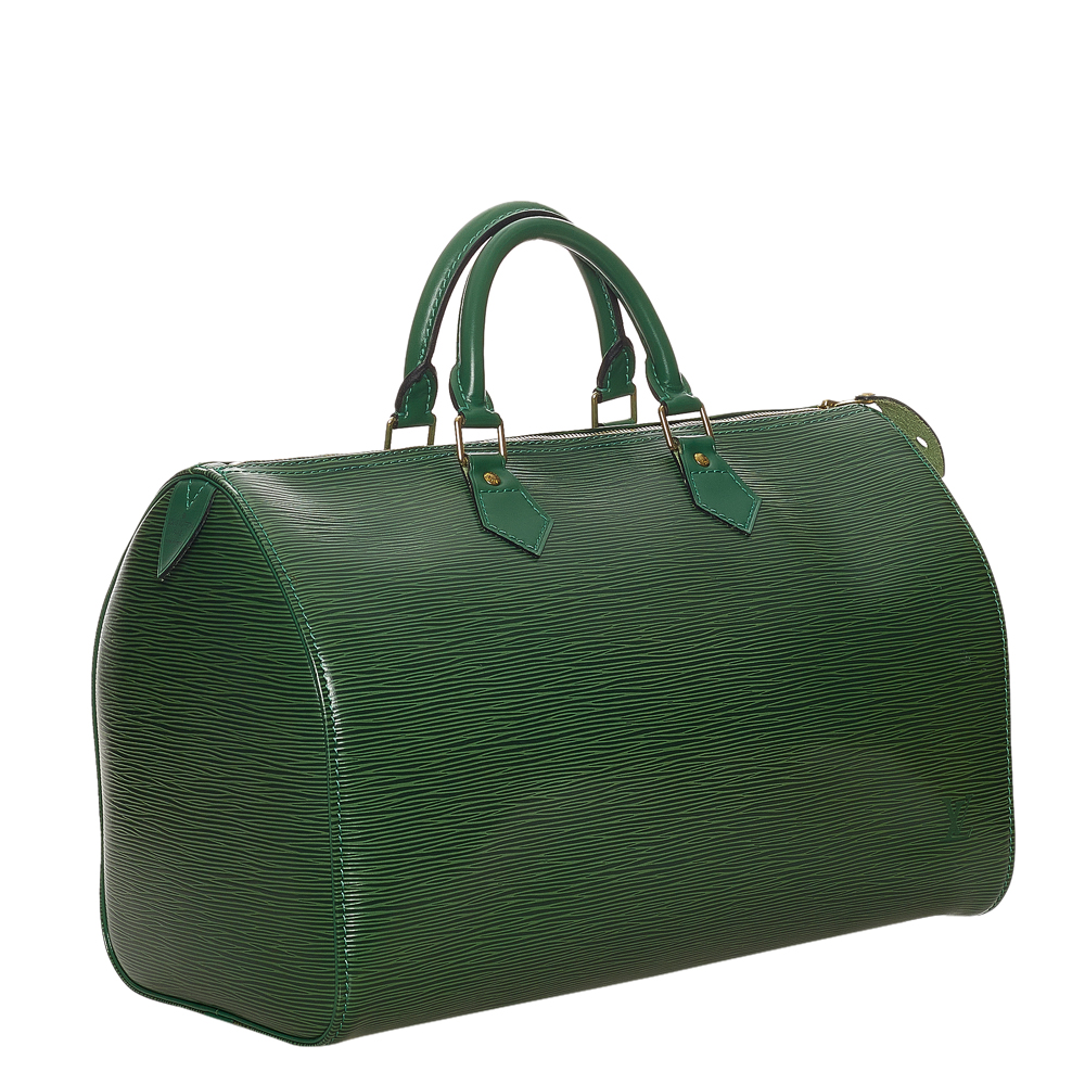 

Louis Vuitton Green Epi Leather Speedy 35 Satchel Bag