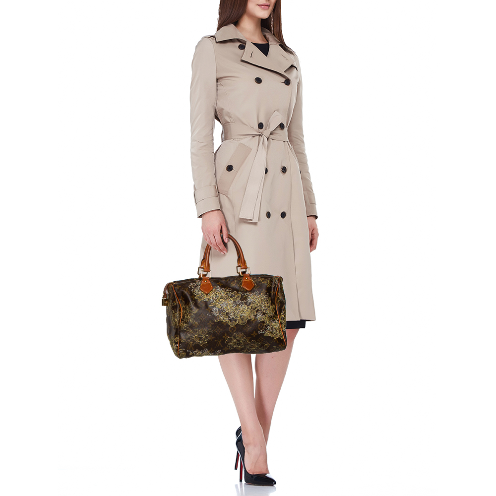 

Louis Vuitton Monogram Canvas and Leather Limited Edition Dentelle Speedy 30 Bag, Brown