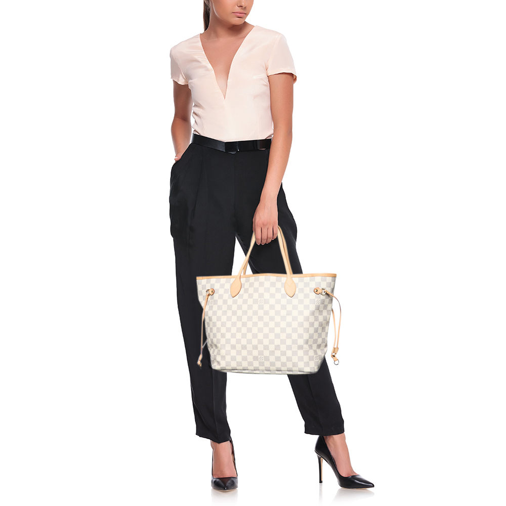 

Louis Vuitton Damier Azur Canvas Neverfull MM Bag, White