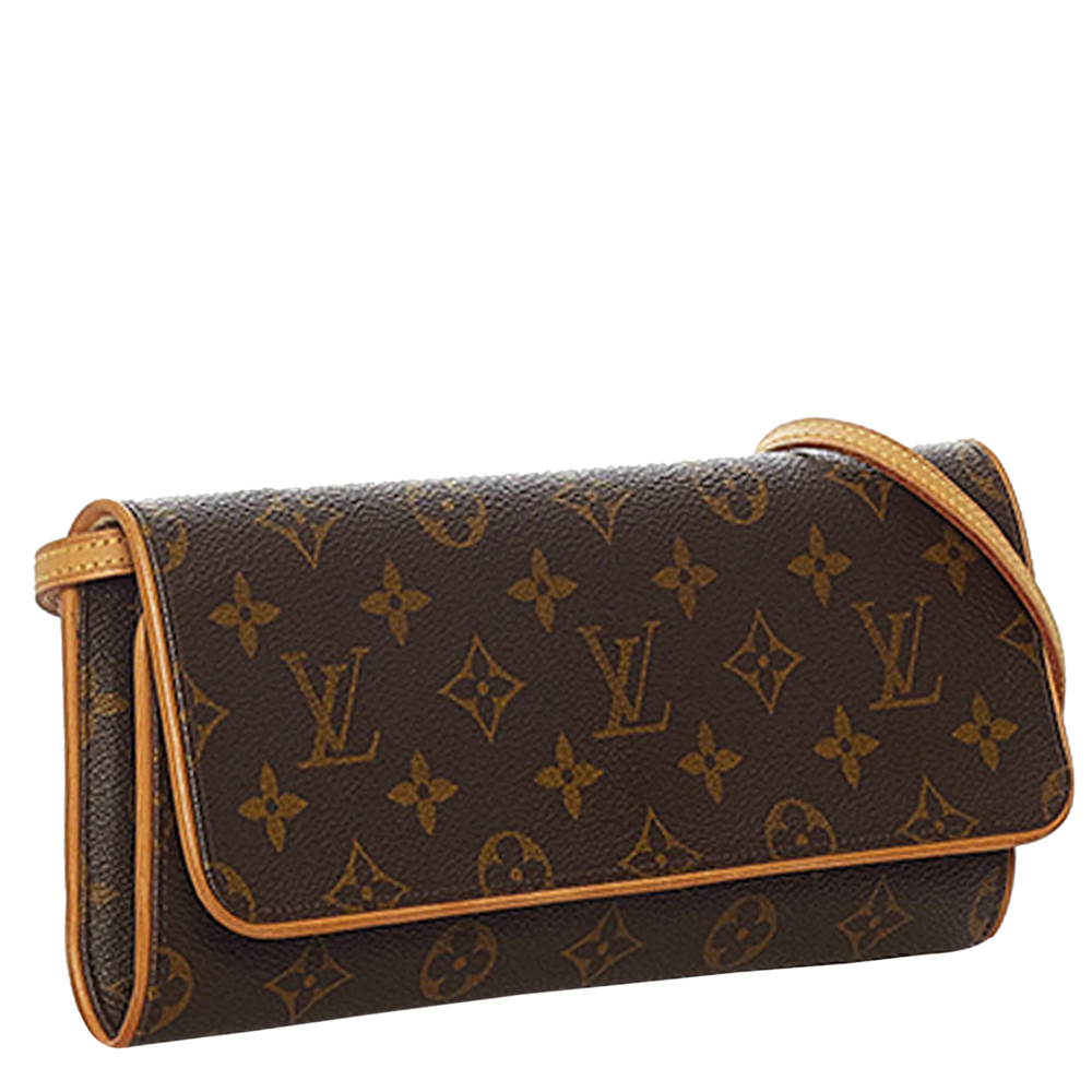 

Louis Vuitton Monogram Canvas Pochette Twin GM Bag, Brown