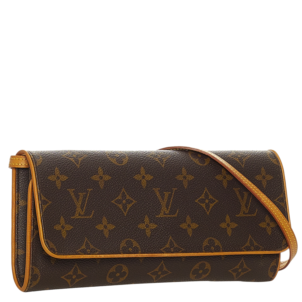 

Louis Vuitton Monogram Canvas Pochette Twin GM Bag, Brown