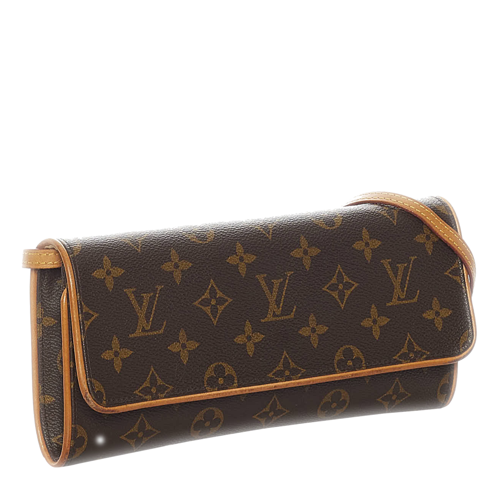 

Louis Vuitton Monogram Canvas Pochette Twin GM Bag, Brown