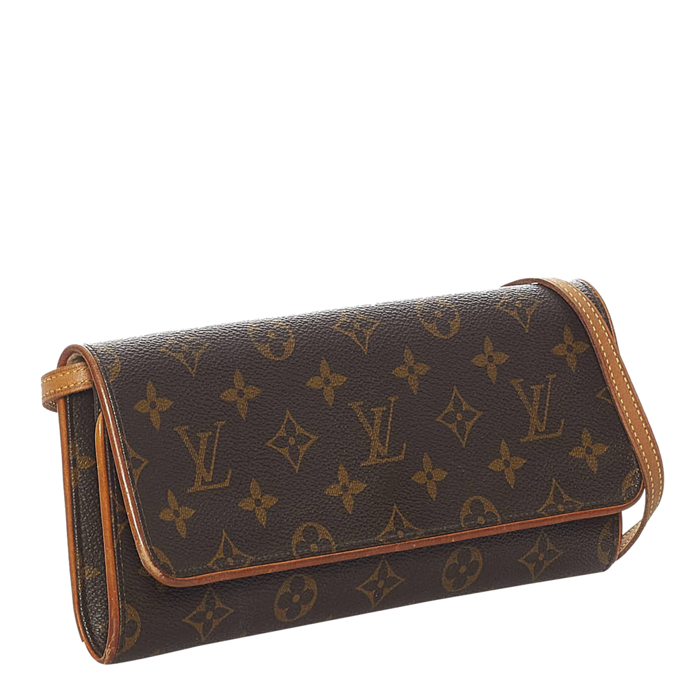 

Louis Vuitton Monogram Canvas Pochette Twin GM Bag, Brown