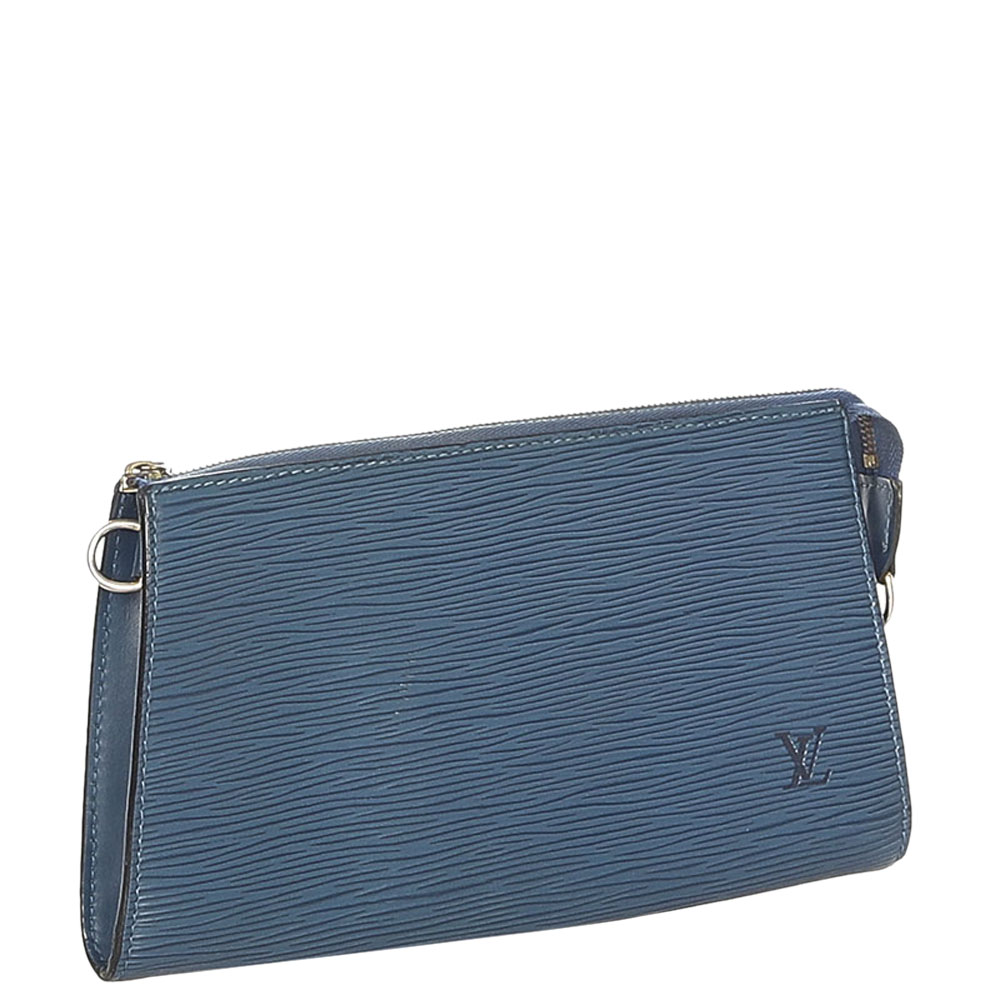 

Louis Vuitton Blue Epi Leather Pochette Accessoires Long Strap Bag