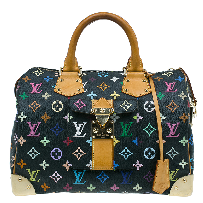 Pre Owned Louis Vuitton Black Multicolore Monogram Canvas Speedy 30 Bag