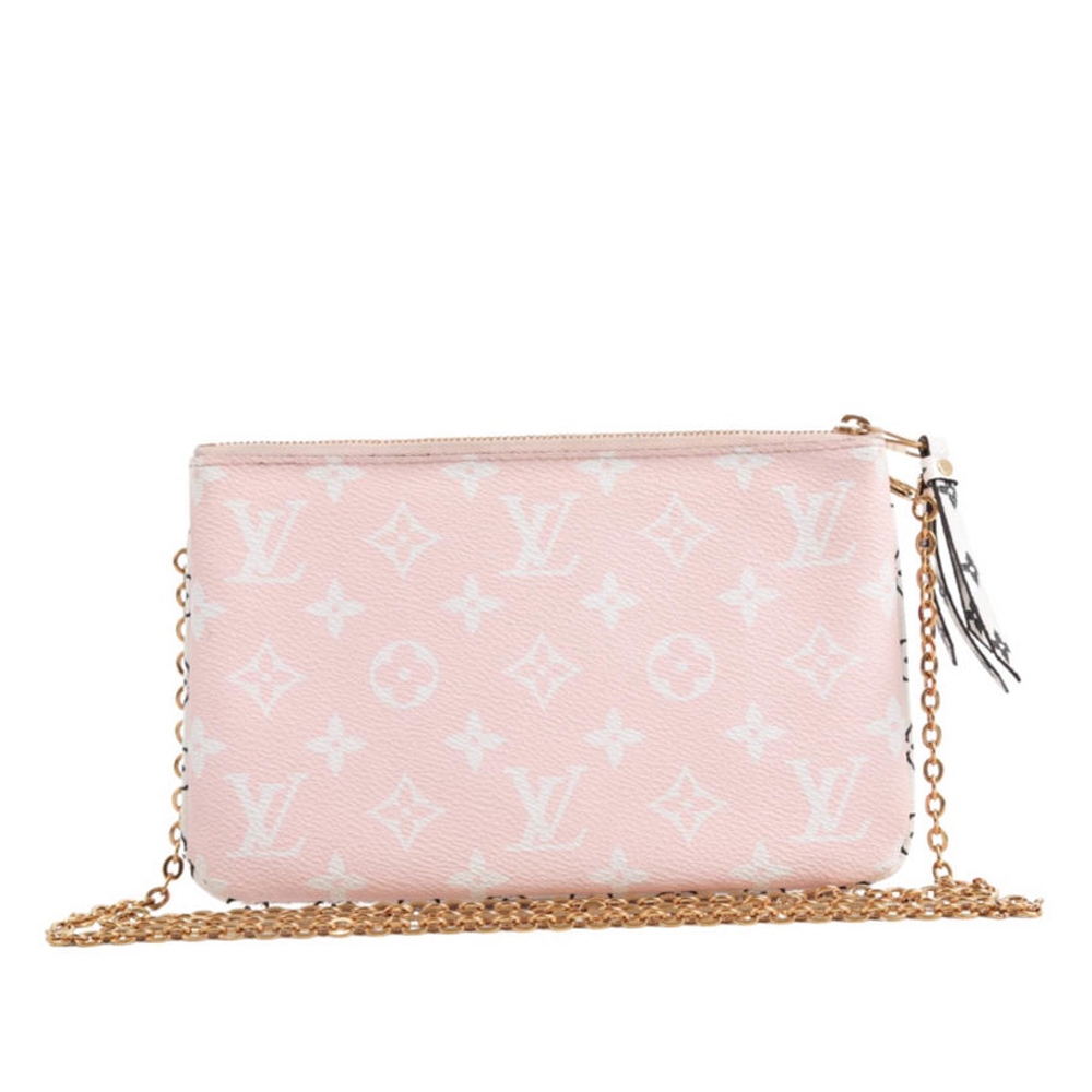 

Louis Vuitton Red Leather Monogram Giant Double Zip Pochette Bag, Pink