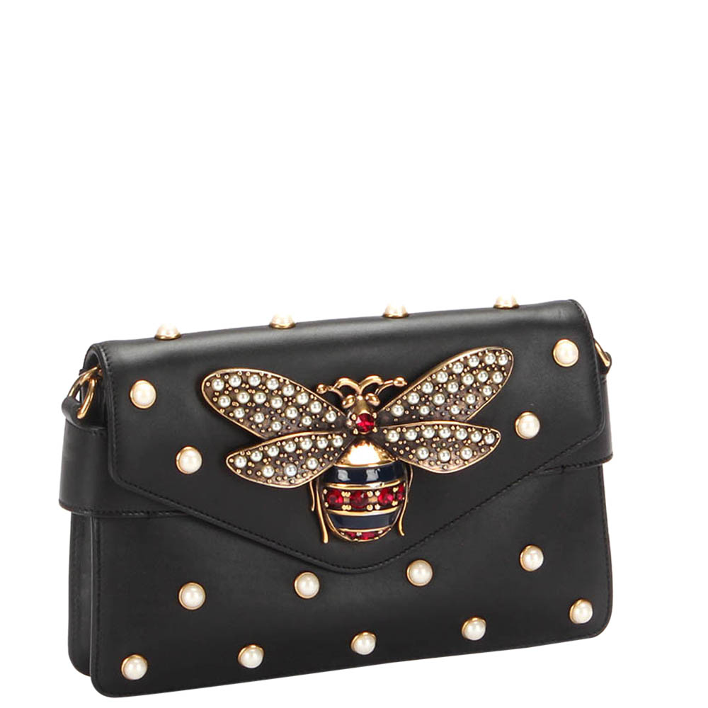 

Gucci Black Studded Leather Queen Margaret Broadway Mini Crossbody Bag