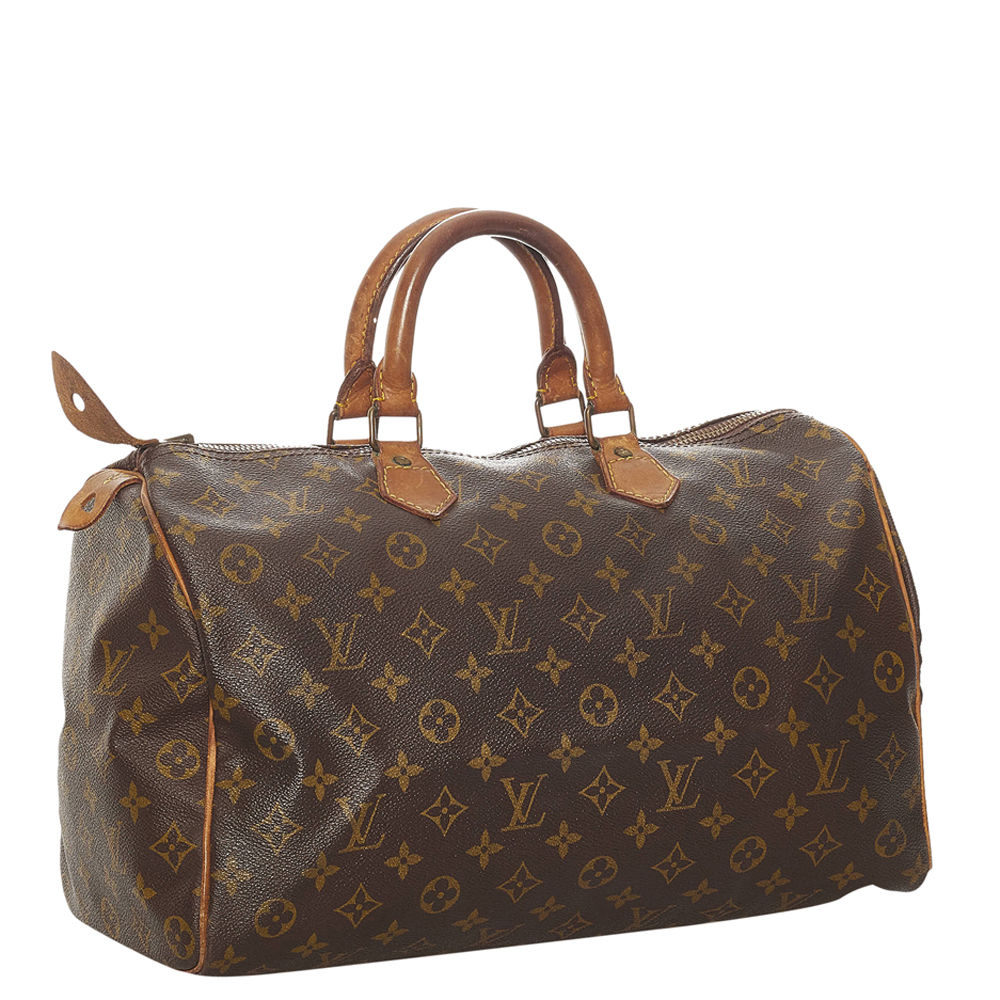 

Louis Vuitton Brown Monogram Canvas Speedy 35 Top Handle Bag