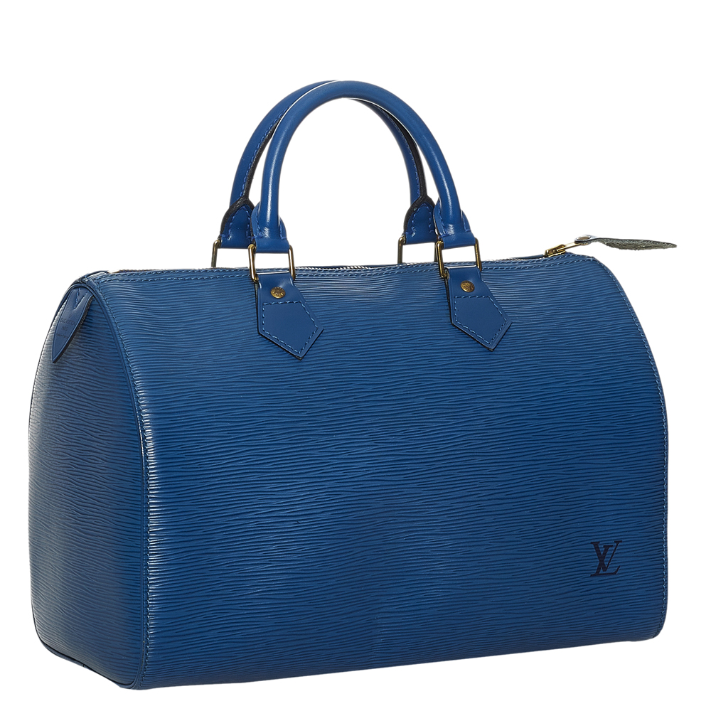 

Louis Vuitton Blue Epi Leather Speedy 30 Satchel Bag