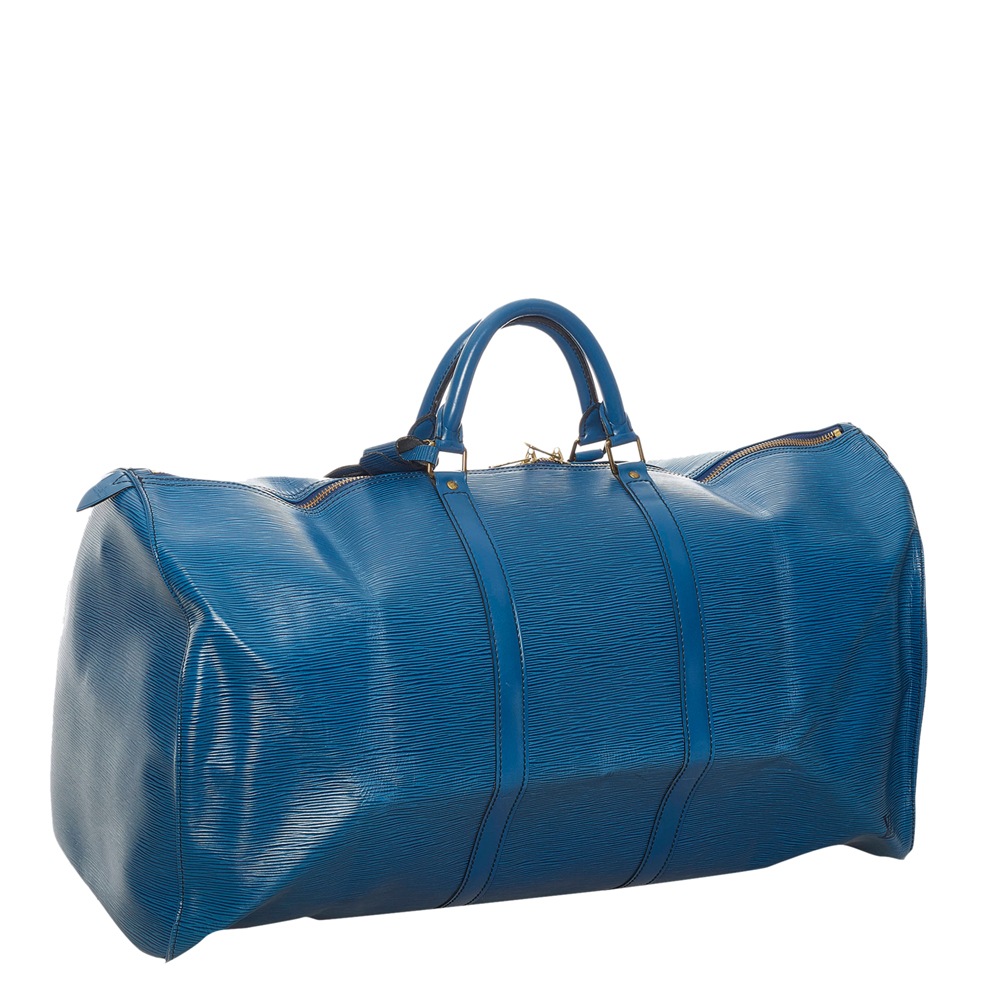 

Louis Vuitton Blue Epi Leather Keepall 60 Duffel Bag