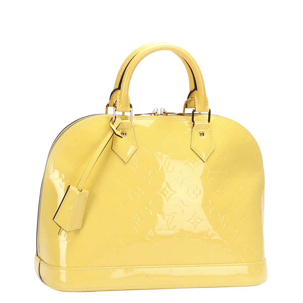 

Louis Vuitton Yellow Monogram Vernis Alma PM Bag