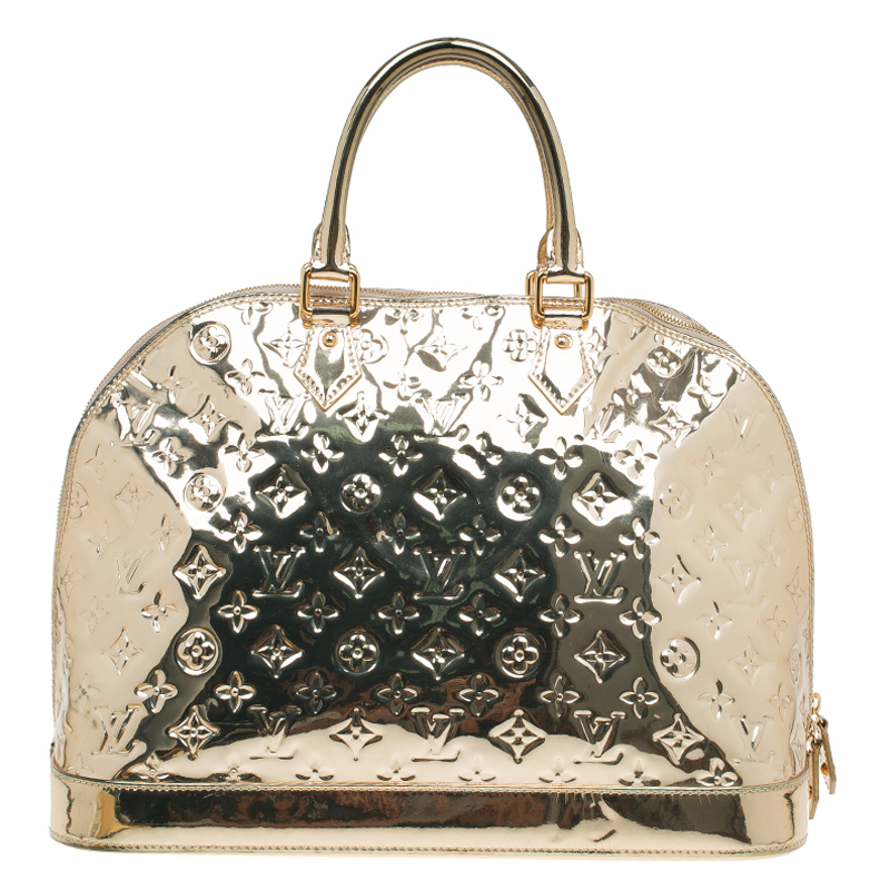 Louis Vuitton Alma MM Handbag Purse Gold Monogram Miroir M93624 MI4078 67545