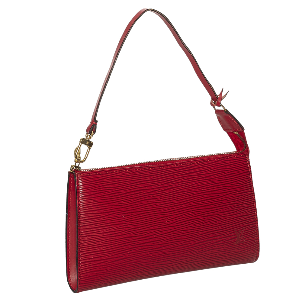 

Louis Vuitton Red Epi Leather Pochette Accessoires Bag