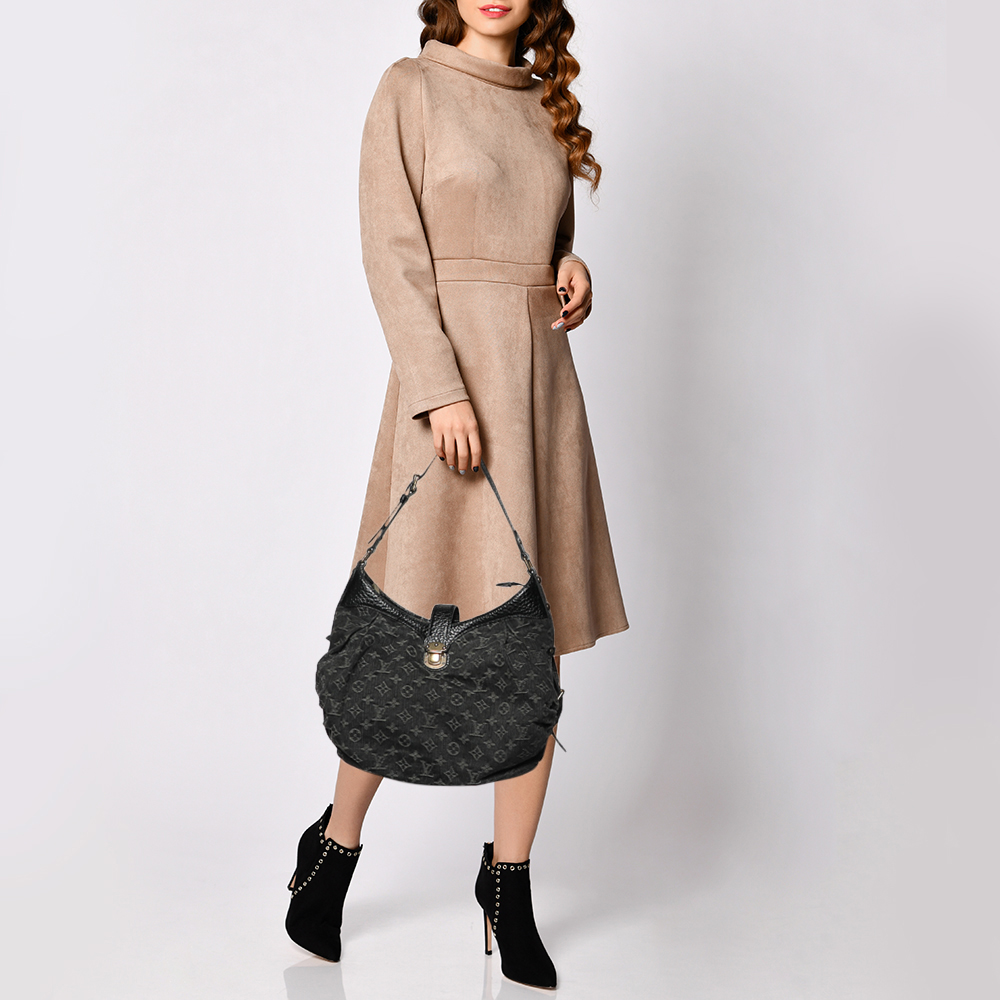 

Louis Vuitton Black Monogram Denim Mahina  Bag