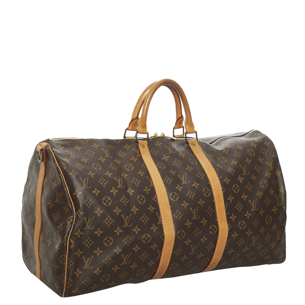 

Louis Vuitton Brown Monogram Canvas Keepall Bandouliere 55 Duffel Bag