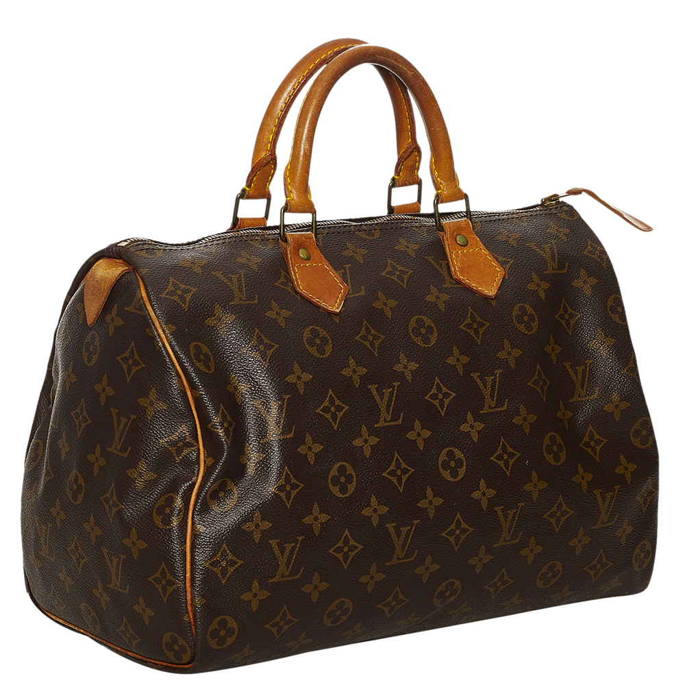 

Louis Vuitton Brown Monogram Canvas Speedy 35 Top Handle Bag