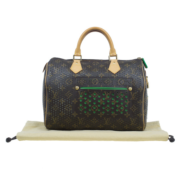 Louis Vuitton Limited Edition Monogram Perforated Speedy 30 Green 