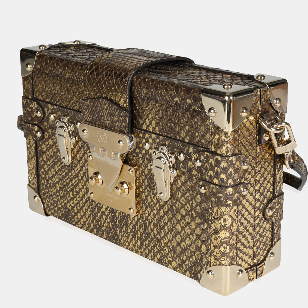 

Louis Vuitton Gold Python Leather Metallic Petite Malle Clutch Bag