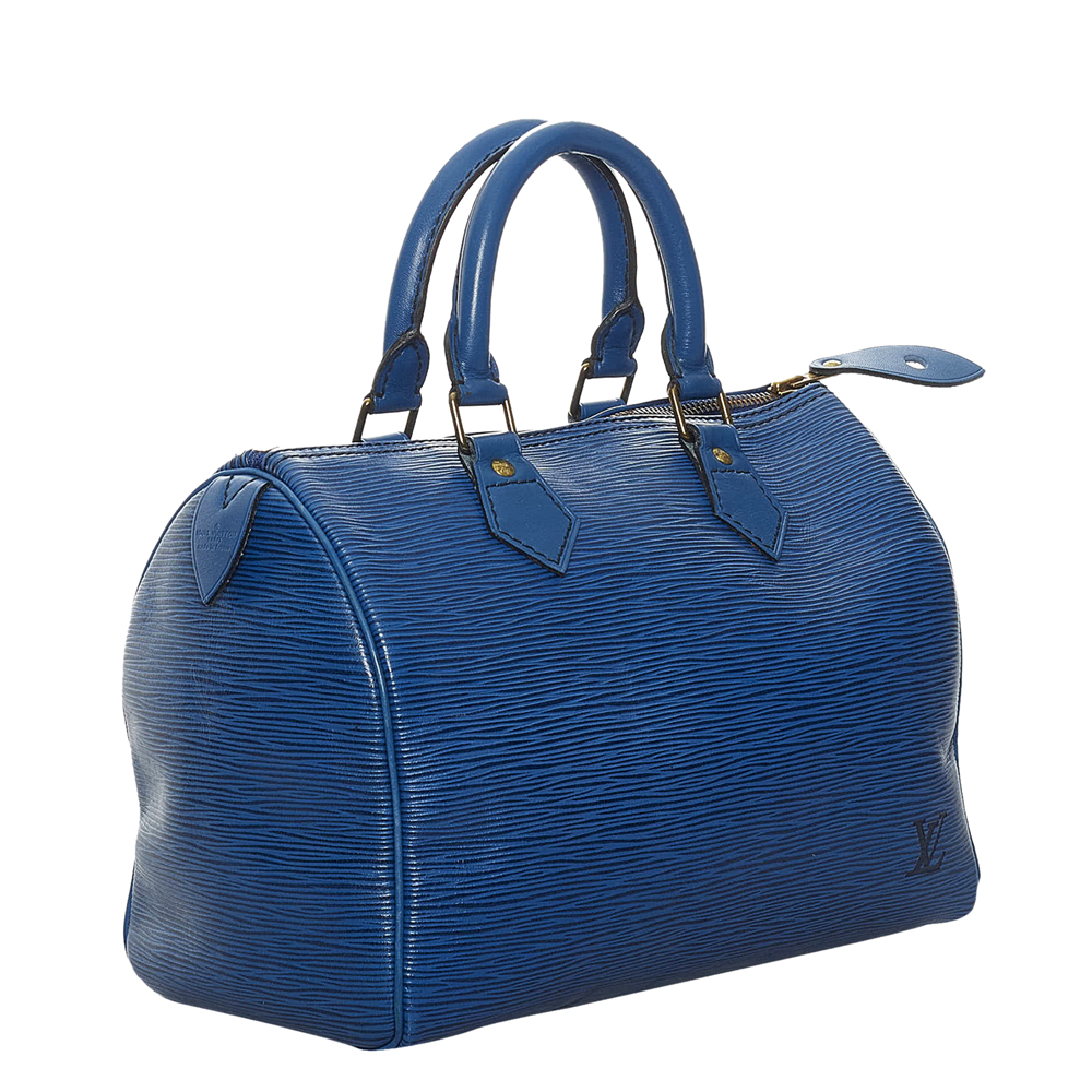 

Louis Vuitton Blue Epi Leather Speedy 25 Satchel Bag