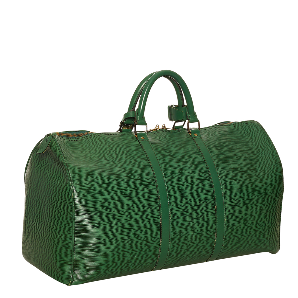 

Louis Vuitton Green Epi Leather Keepall 50 Duffel Bag