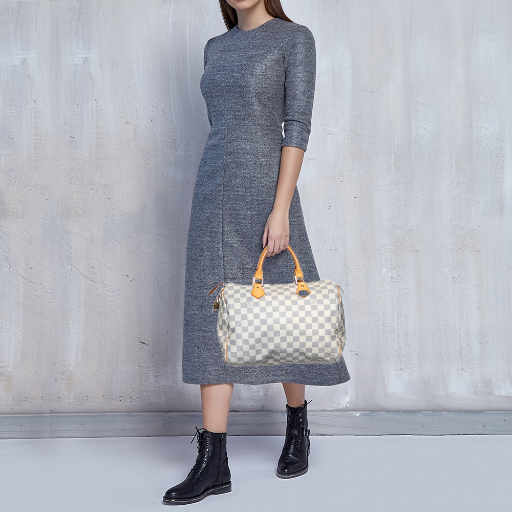 

Louis Vuitton Damier Azur Canvas Speedy 30 Bag, Navy blue
