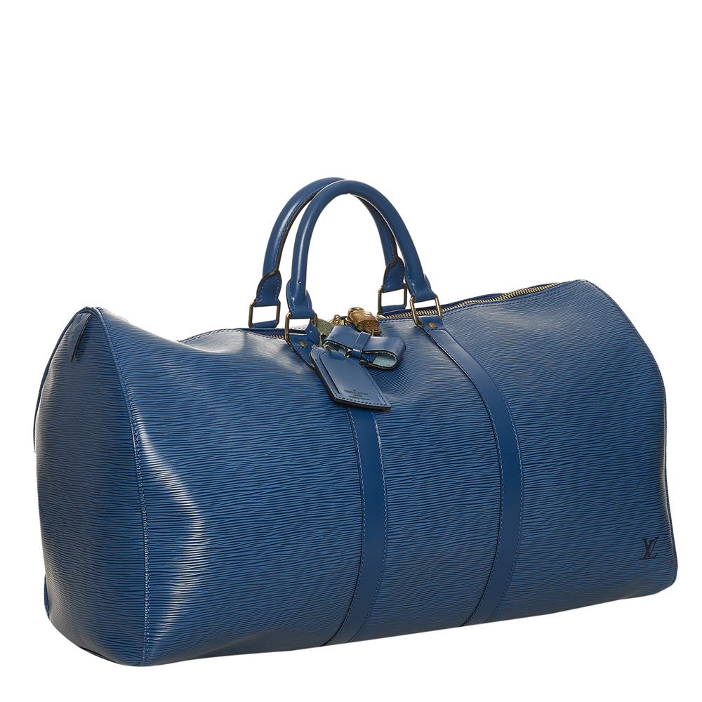 

Louis Vuitton Blue Epi Leather Keepall 50 Duffel Bag
